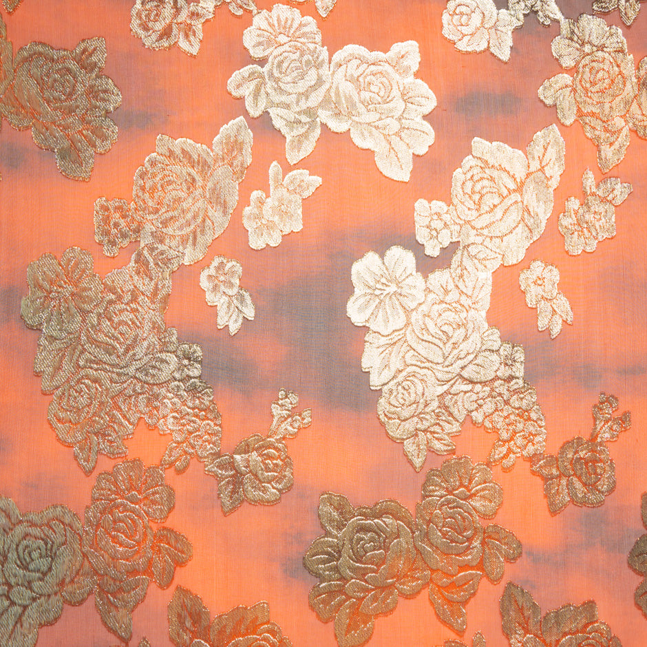Gold Floral Metallic Jacquard Georgette