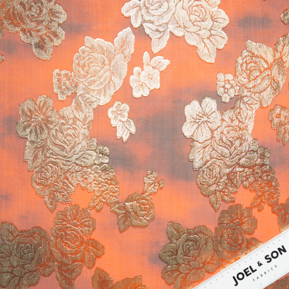 Gold Floral Metallic Jacquard Georgette