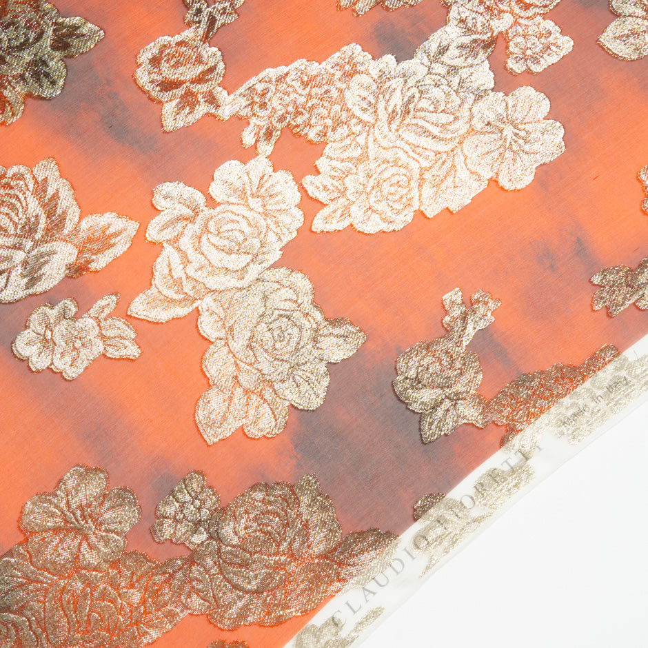 Gold Floral Metallic Jacquard Georgette