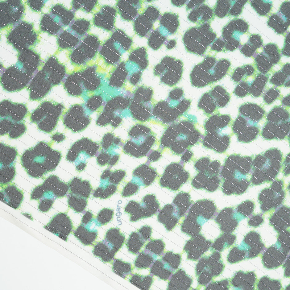 Leopard Printed Metallic Striped Silk Chiffon