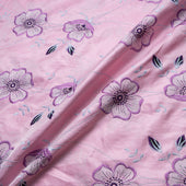 Lilac Floral Embroidered Baby Pink Silk Shantung