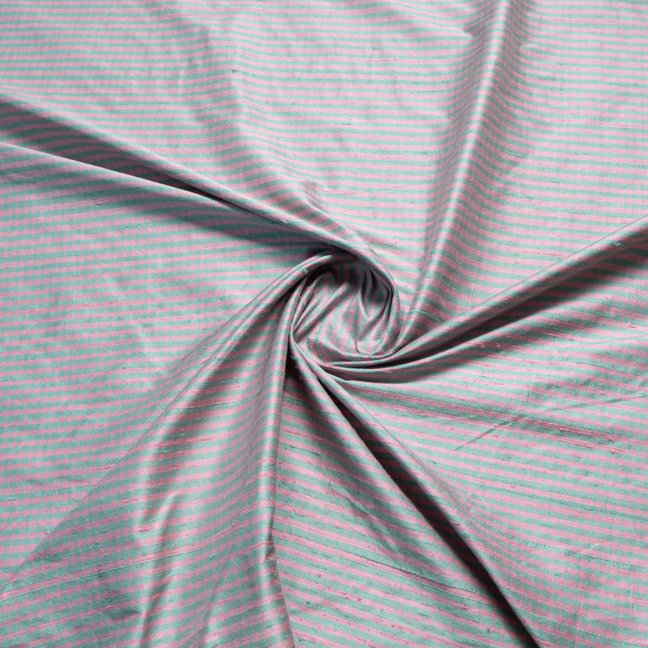 Mint Green & Pink Gingham Silk Dupion