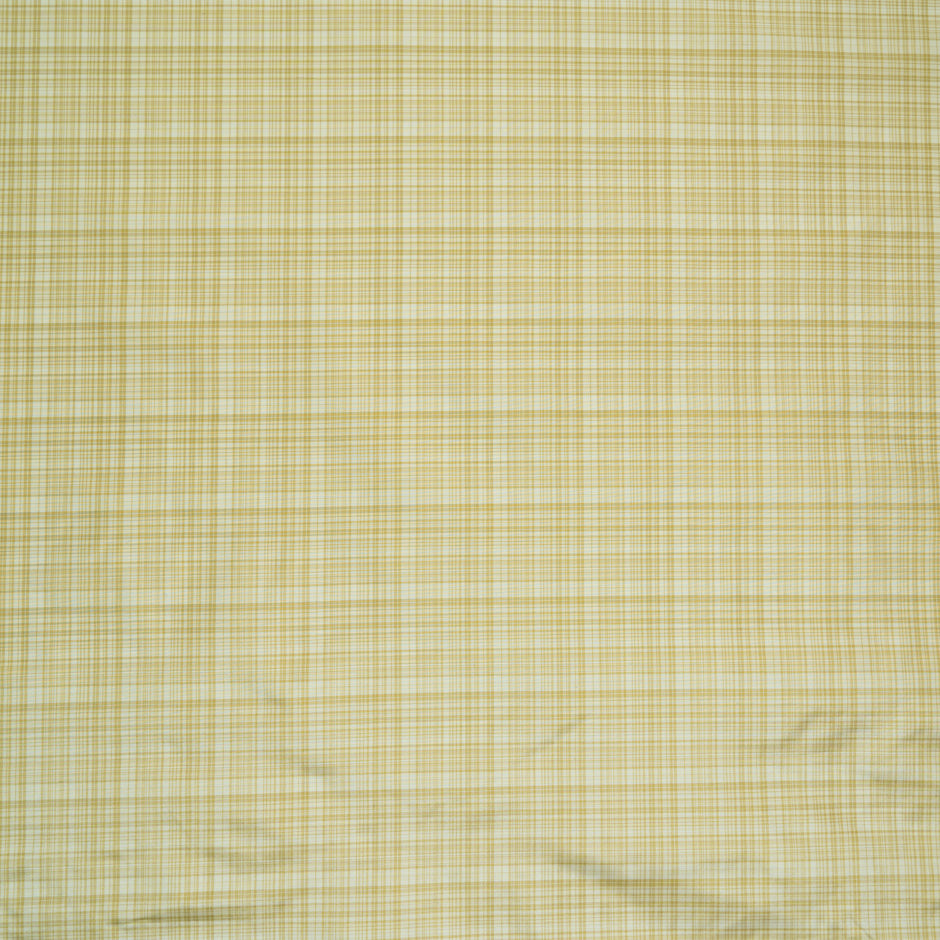 Mustard Yellow & Beige Tartan Pure Silk Taffeta