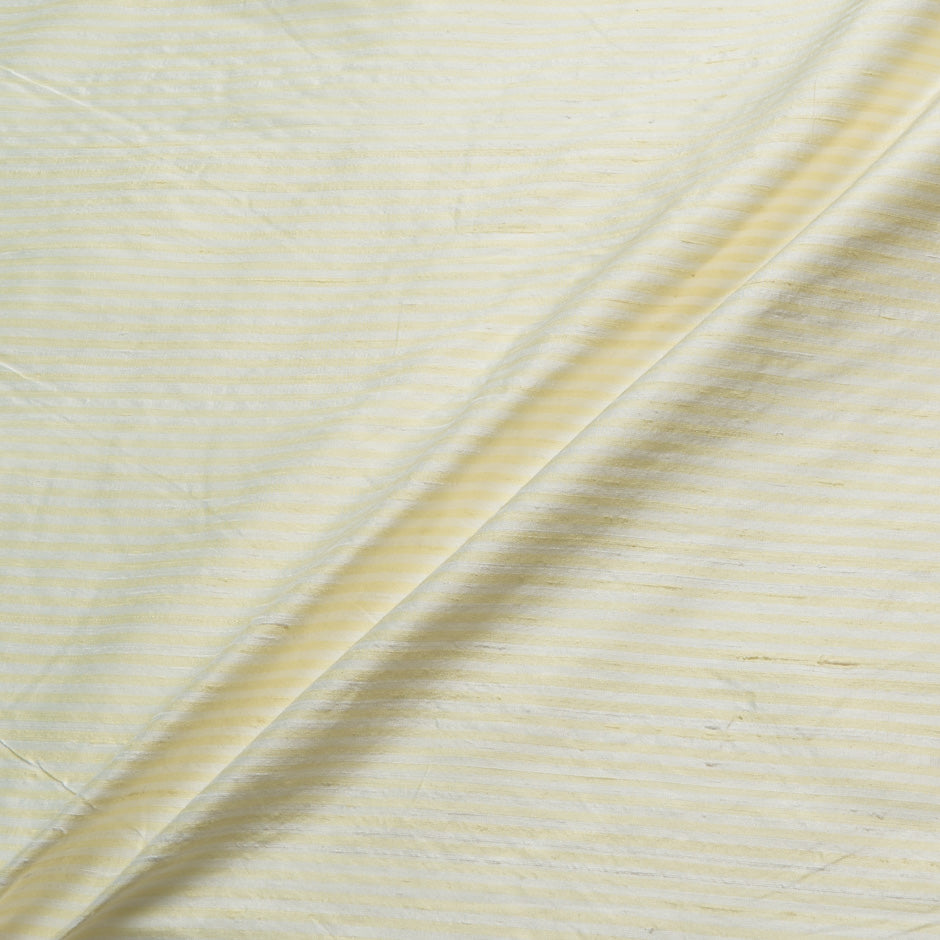 Yellow & White Striped Silk Shantung