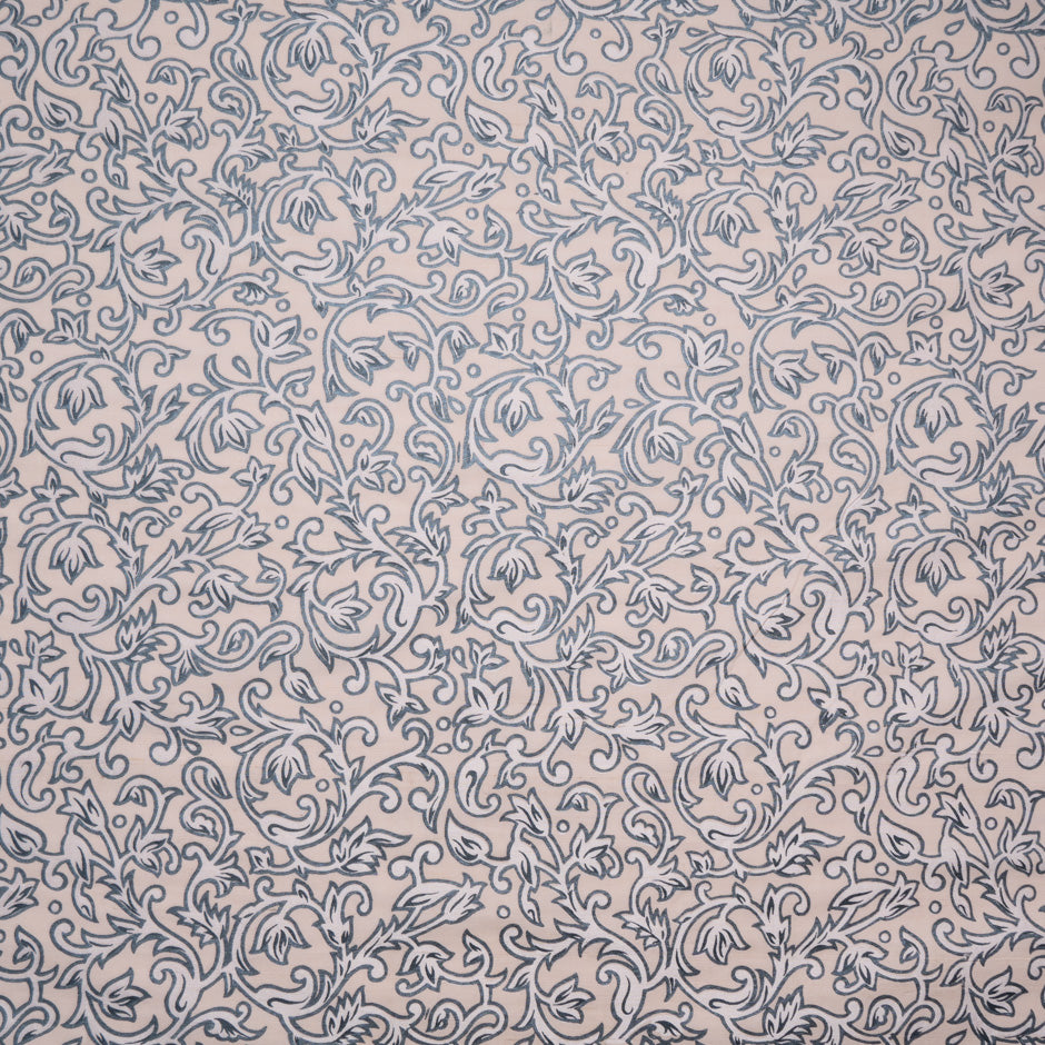 Slate Grey Patterned Silk Shantung