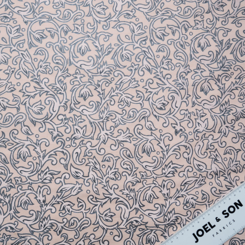 Slate Grey Patterned Silk Shantung