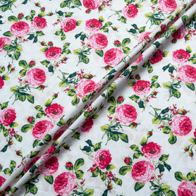 Cherry Red Rose Printed Pure Cotton