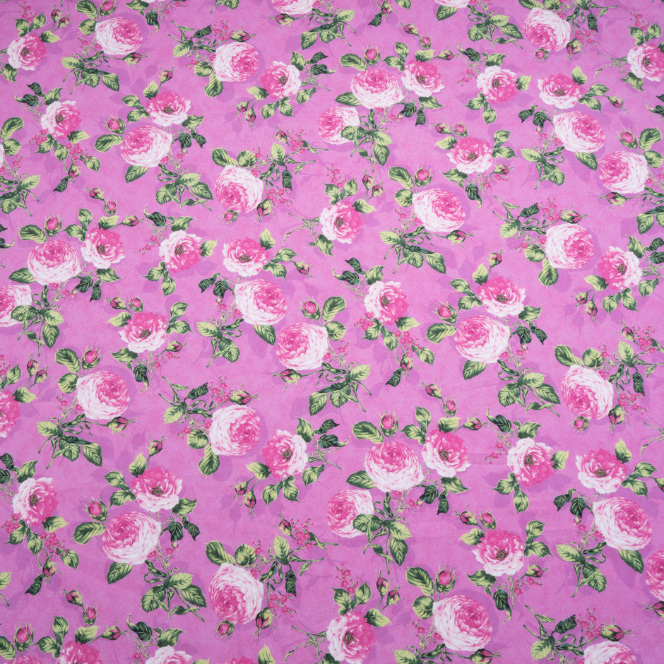 Pink Rose Printed Magenta Pink Pure Cotton