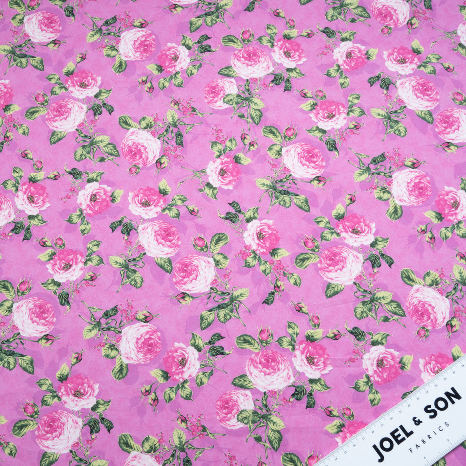 Pink Rose Printed Magenta Pink Pure Cotton