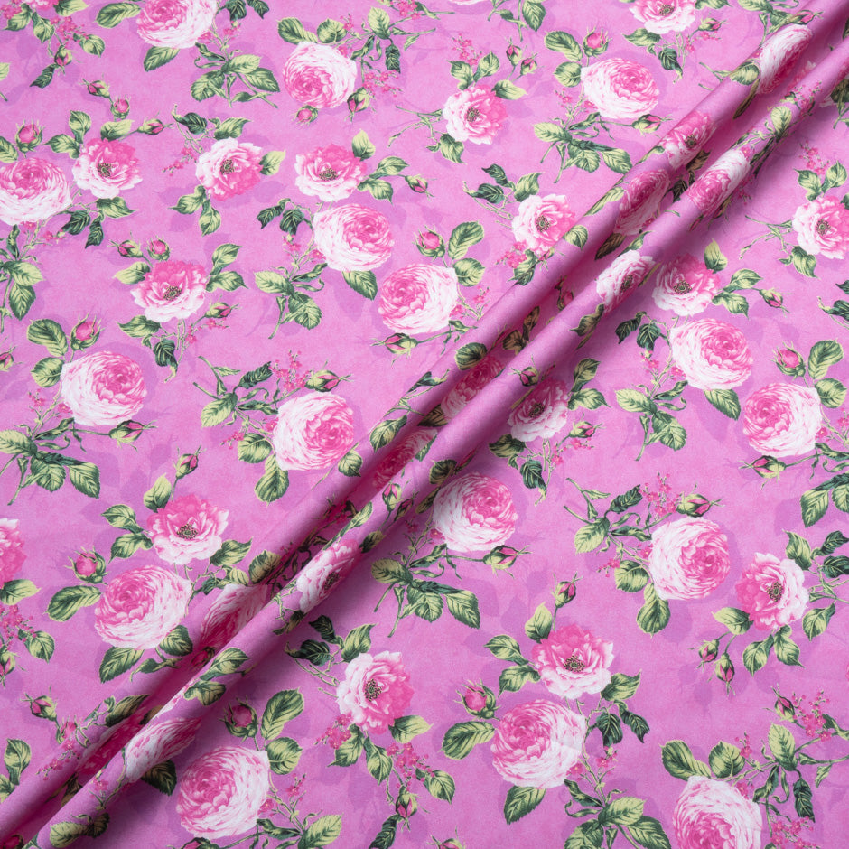 Pink Rose Printed Magenta Pink Pure Cotton