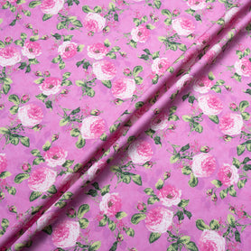 Pink Rose Printed Magenta Pink Pure Cotton