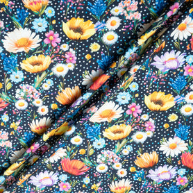 Multi Floral Printed Midnight Blue Cotton