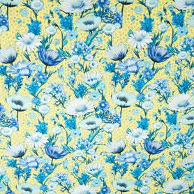Blue Floral Printed Yellow Cotton