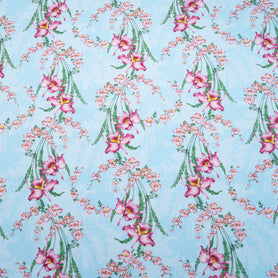 Magenta Floral Printed Sky Blue Cotton