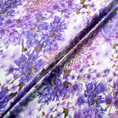 Purple Floral Printed Pure Silk Crêpe