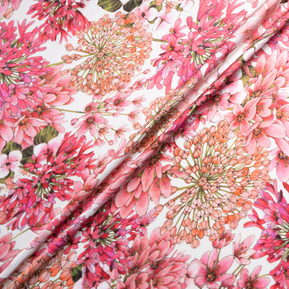 Coral Pink Floral Printed Pure Silk Crêpe