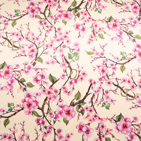 Pink Blossom Floral Printed Double Silk Crêpe