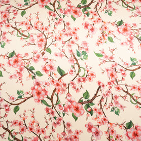 Blossom Floral Printed Pale Peach Double Silk Crêpe