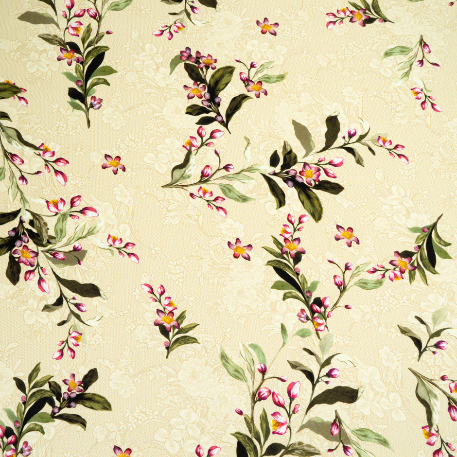 Floral & Lace Printed Vanilla Double Silk Crêpe