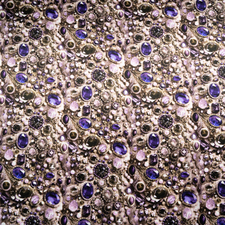 Purple Jewel Printed Pure Silk Satin