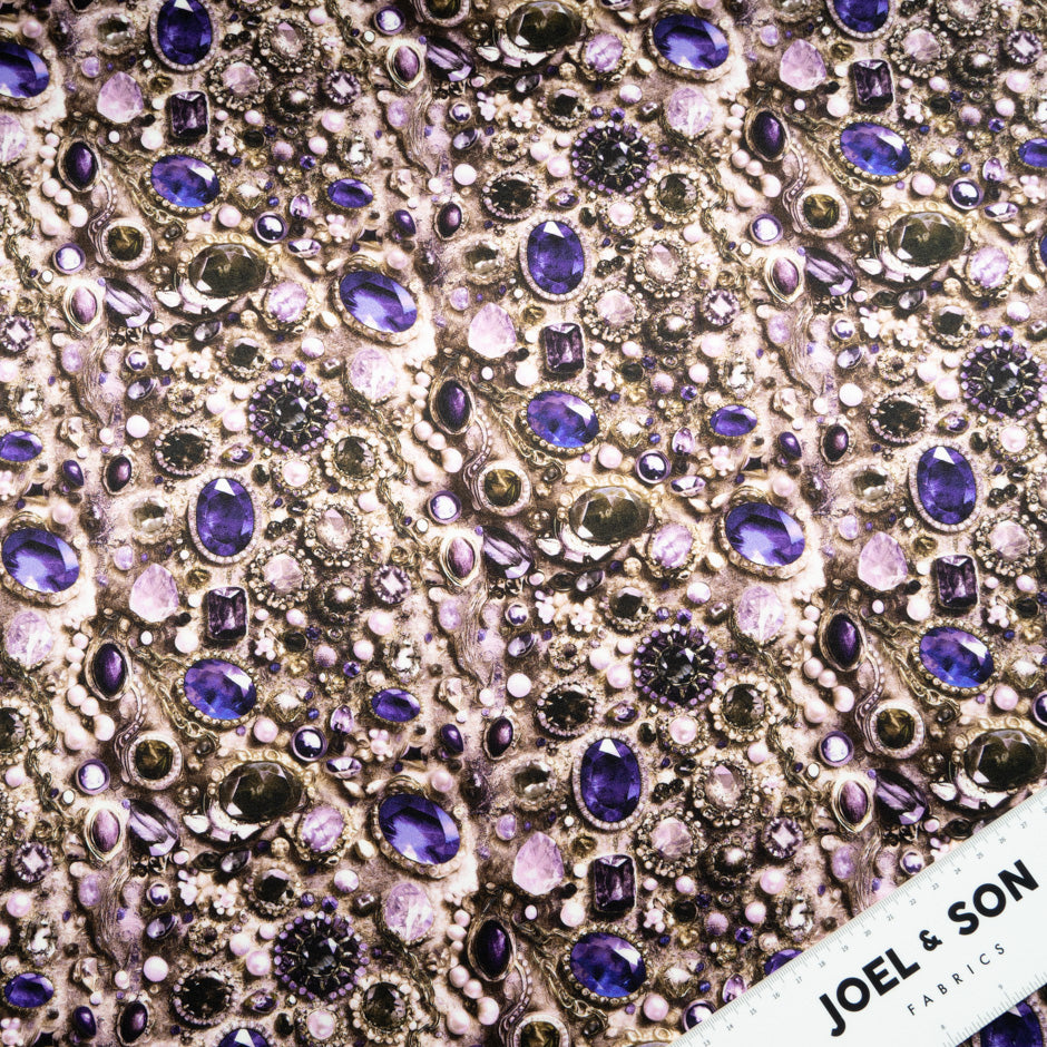 Purple Jewel Printed Pure Silk Satin