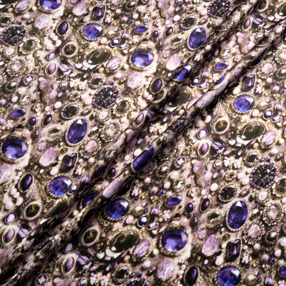 Purple Jewel Printed Pure Silk Satin