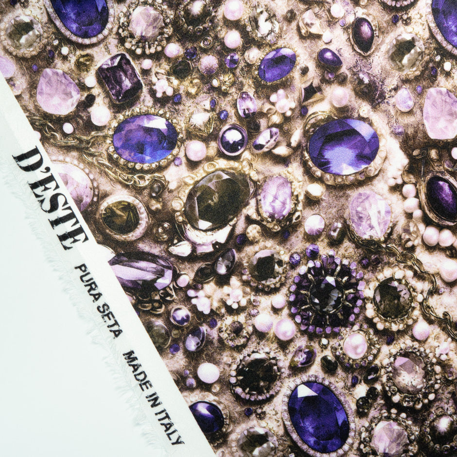 Purple Jewel Printed Pure Silk Satin