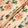 Orange Floral Printed Peach Wool & Silk Blend Challis