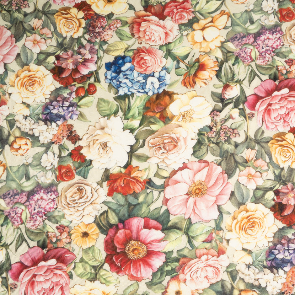 Multi Floral Printed Wool & Silk Blend Challis