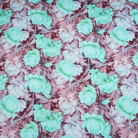 Mint Floral Printed Wool & Silk Blend Challis