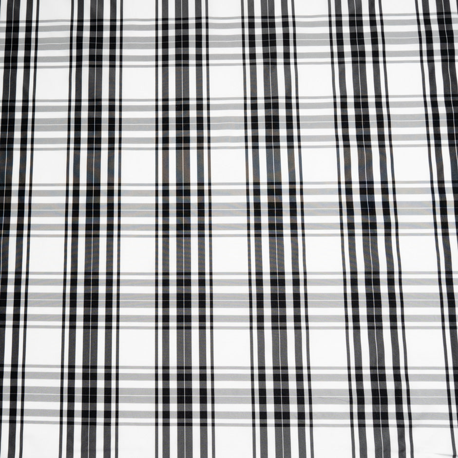Monochrome Tartan Printed Poly Taffeta