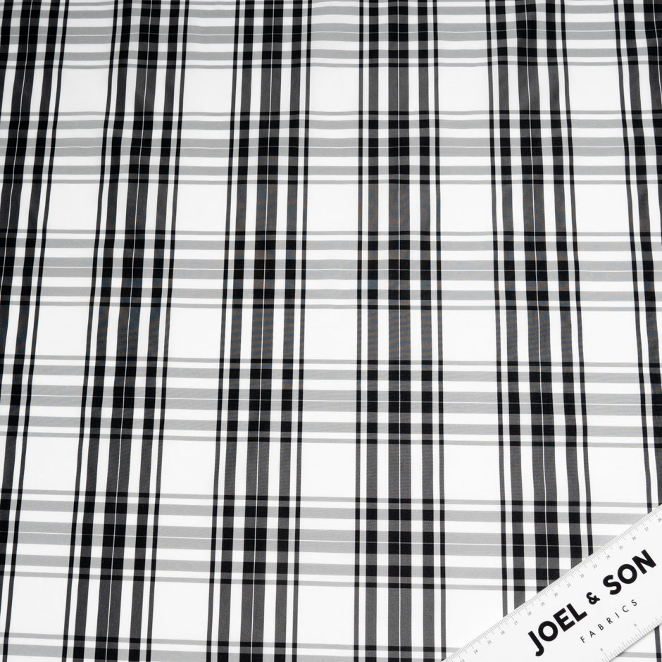 Monochrome Tartan Printed Poly Taffeta