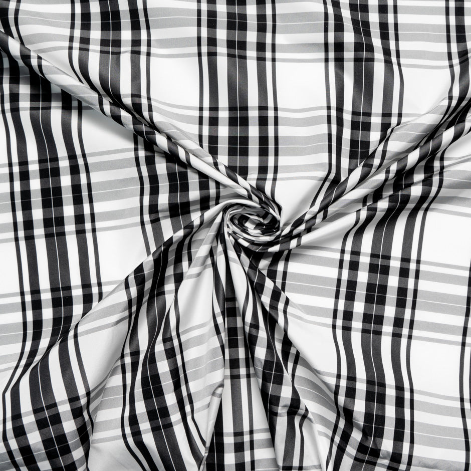 Monochrome Tartan Printed Poly Taffeta