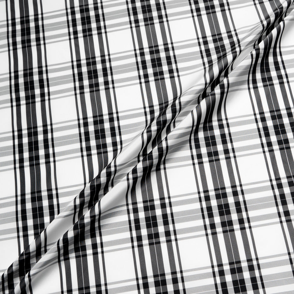 Monochrome Tartan Printed Poly Taffeta