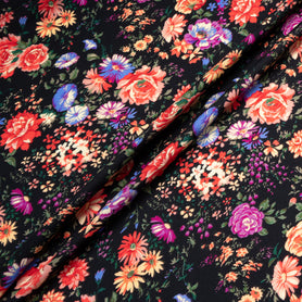 Multi Floral Printed Jet Black Merino Wool