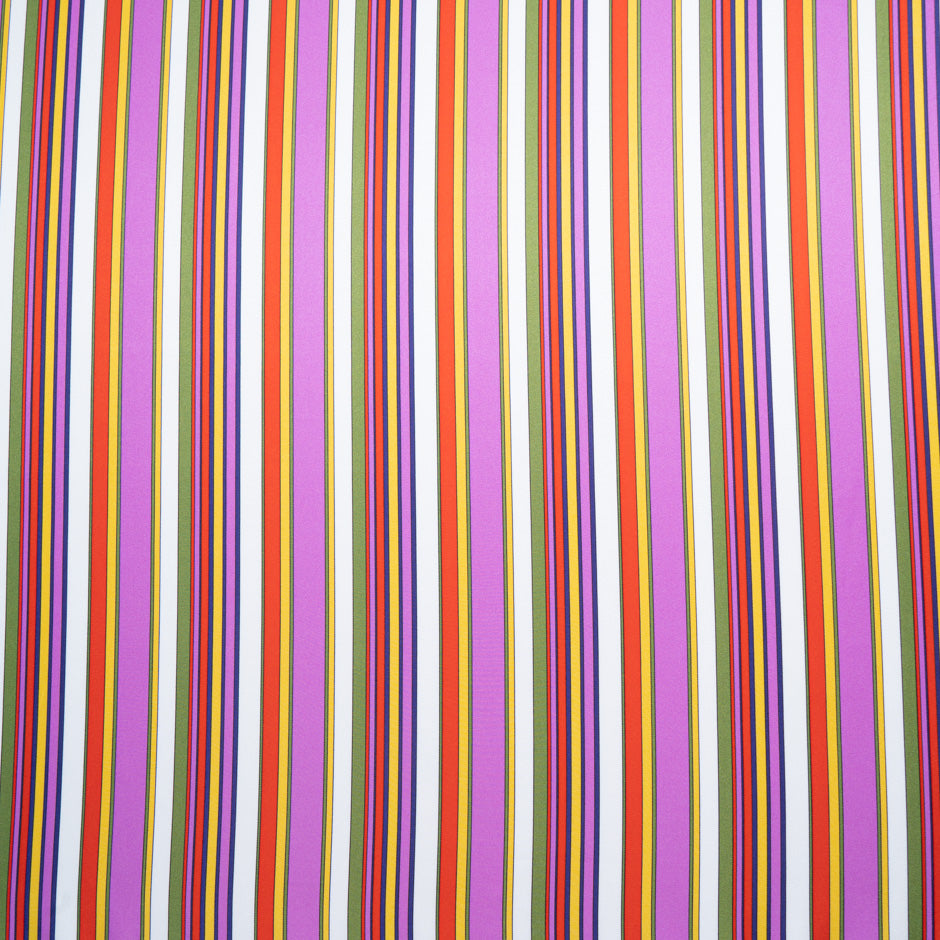 Vibrant Coloured Striped Pure Silk Twill