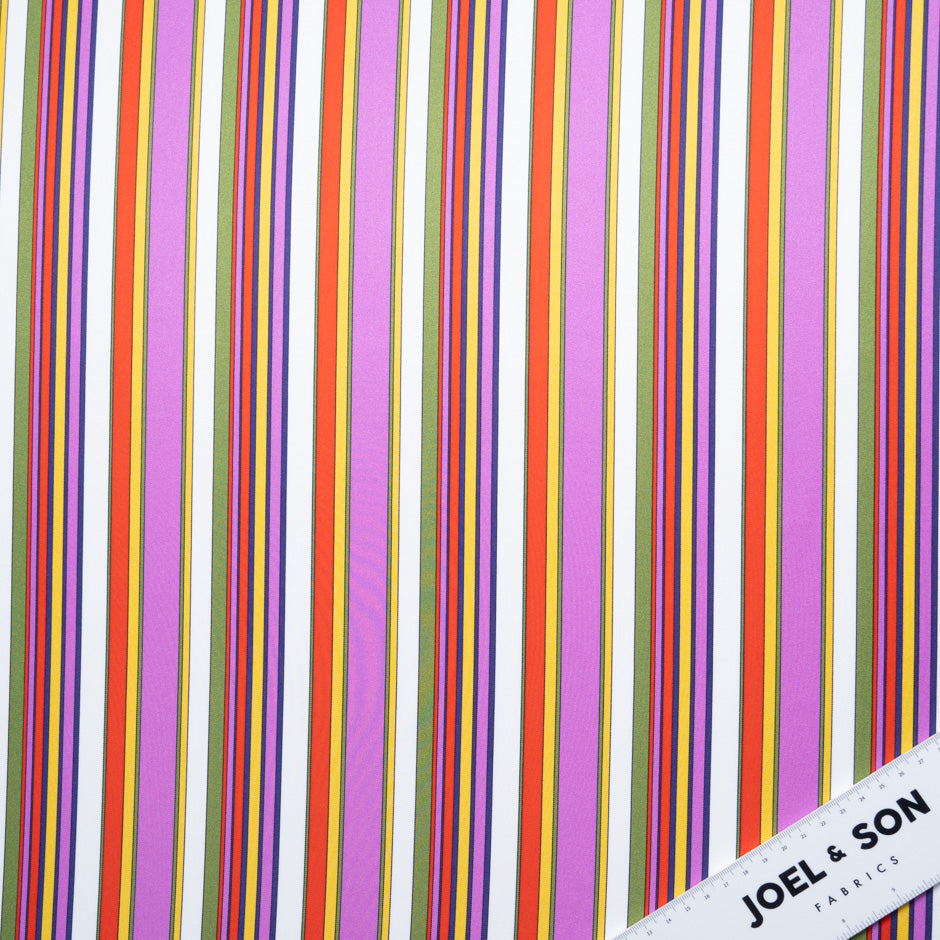 Vibrant Coloured Striped Pure Silk Twill