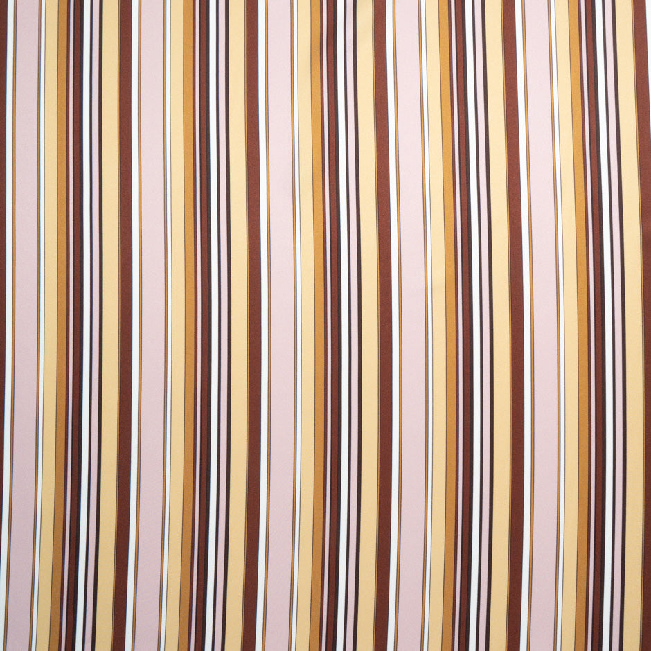 Vanilla, PInk & Brown Striped Pure Silk Twill