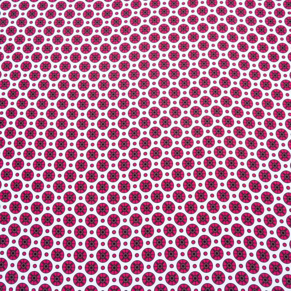 Deep Fuchsia Geometric Printed Silk Crêpe de Chine