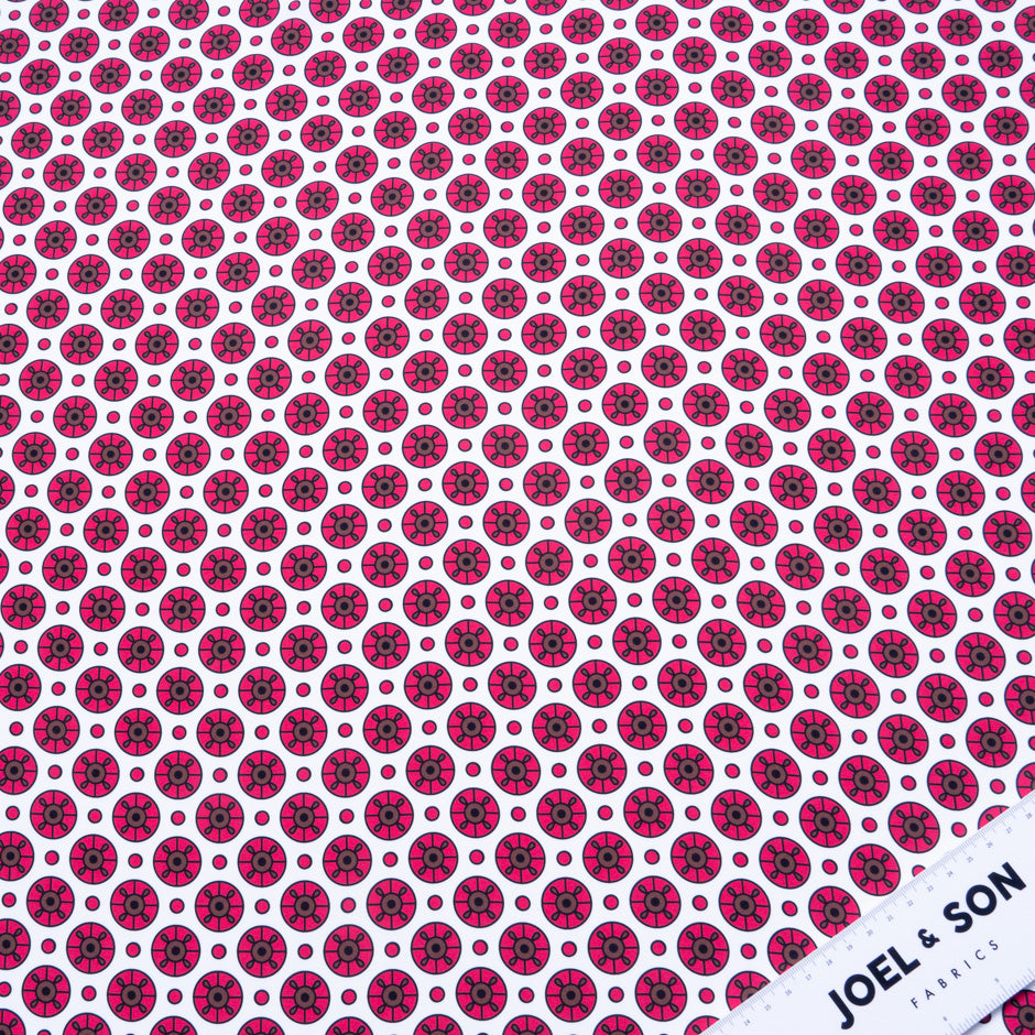 Deep Fuchsia Geometric Printed Silk Crêpe de Chine