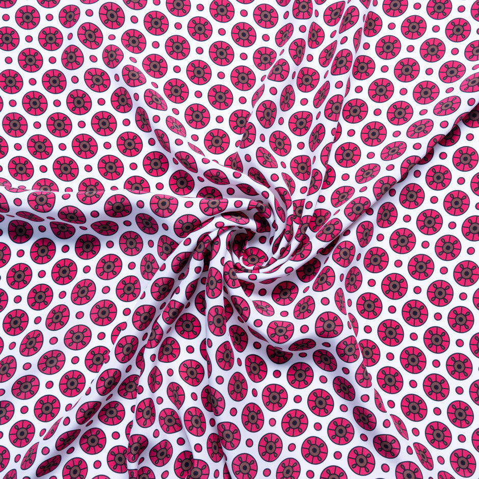 Deep Fuchsia Geometric Printed Silk Crêpe de Chine