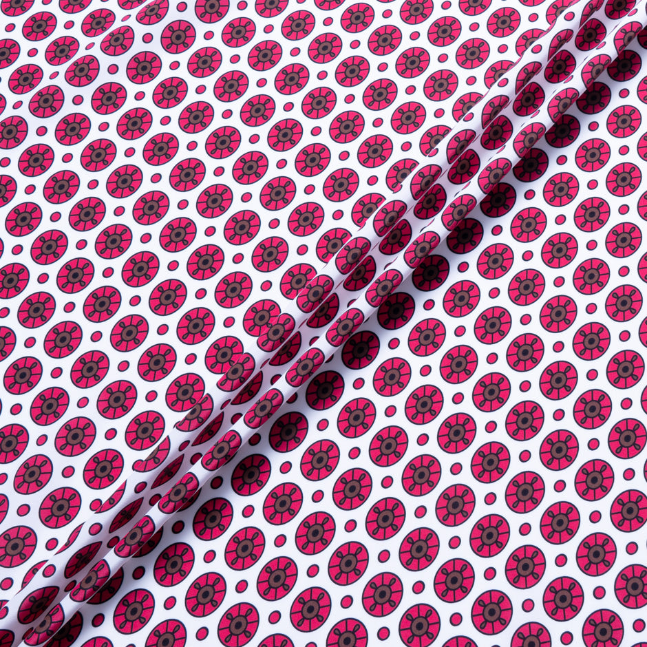 Deep Fuchsia Geometric Printed Silk Crêpe de Chine