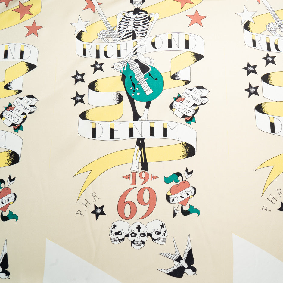 'Punk Rock' Theme Printed Pure Silk Twill