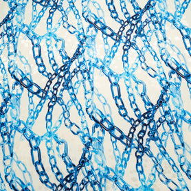 Blue Link Printed Ivory Silk Jacquard