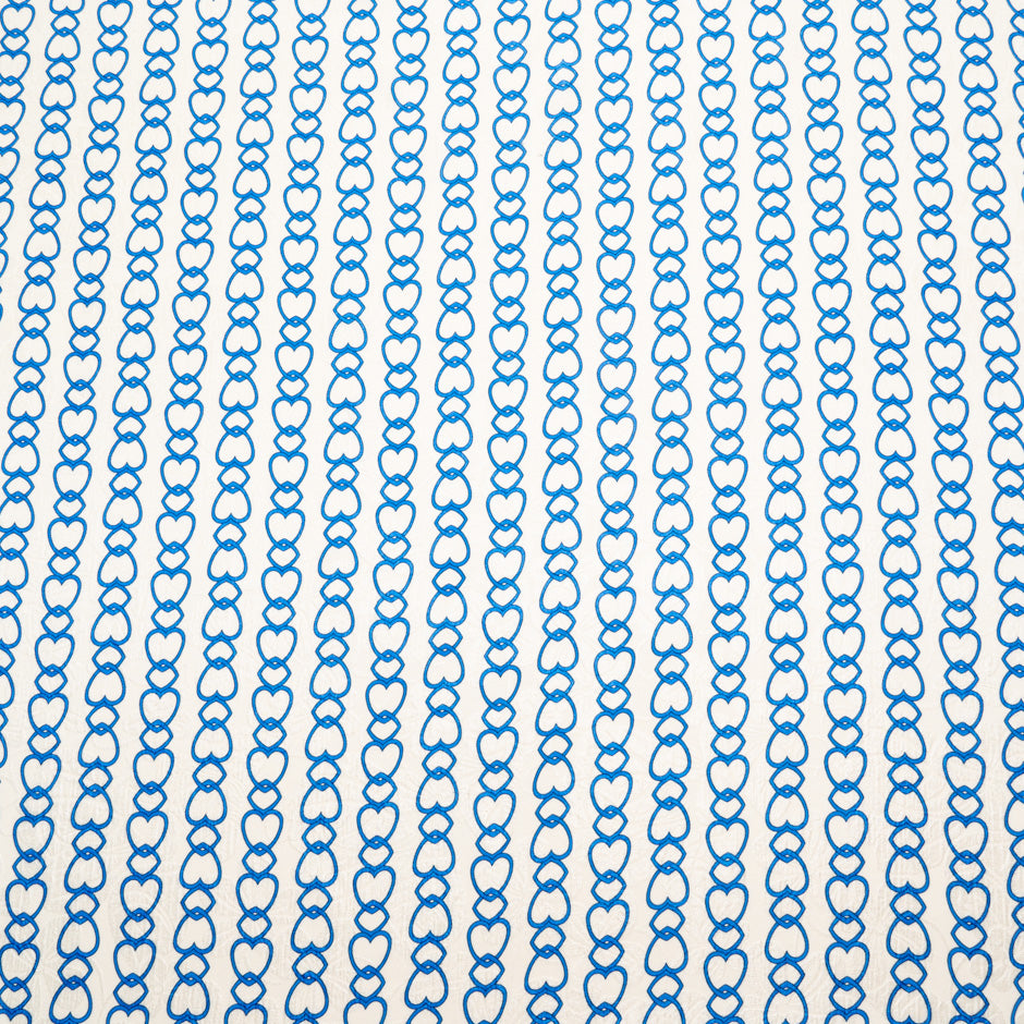 Royal Blue Heart Printed Silk Cloqué