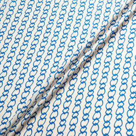 Royal Blue Heart Printed Silk Cloqué