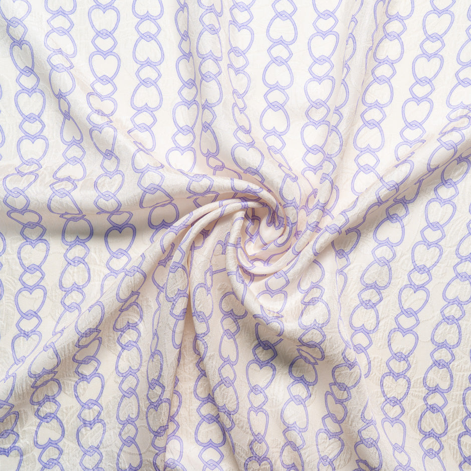 Lilac Heart Printed Silk Cloqué