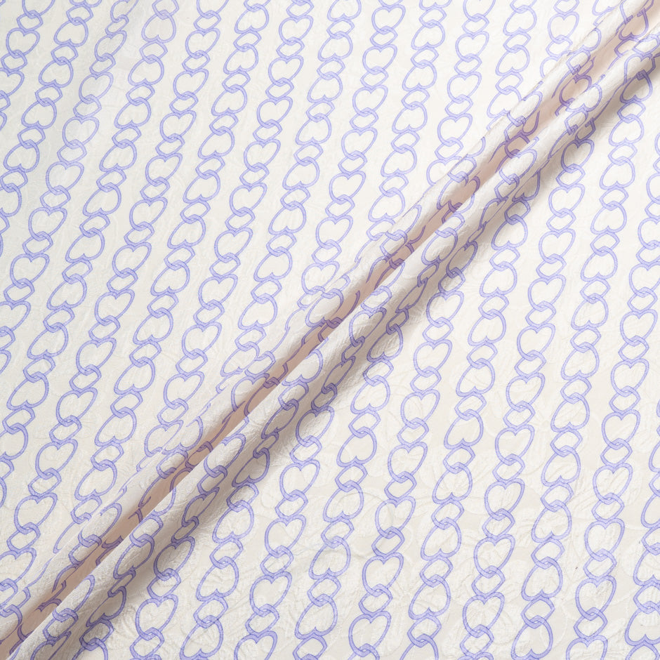 Lilac Heart Printed Silk Cloqué