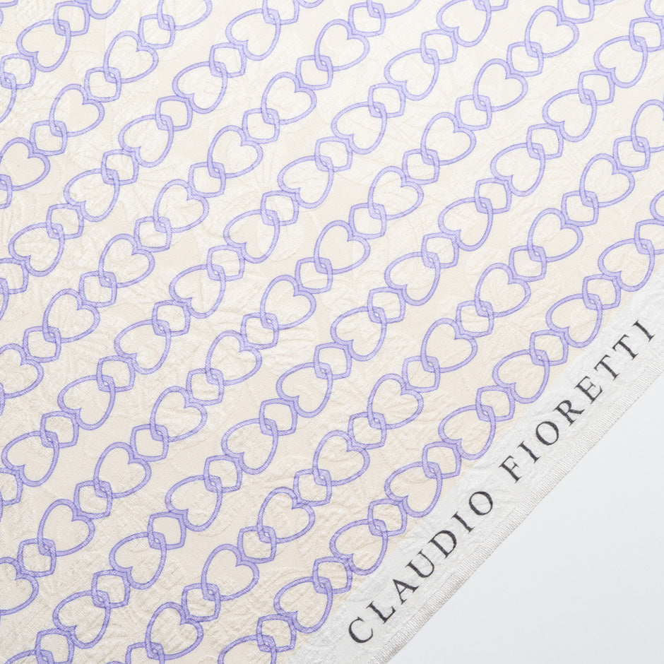 Lilac Heart Printed Silk Cloqué