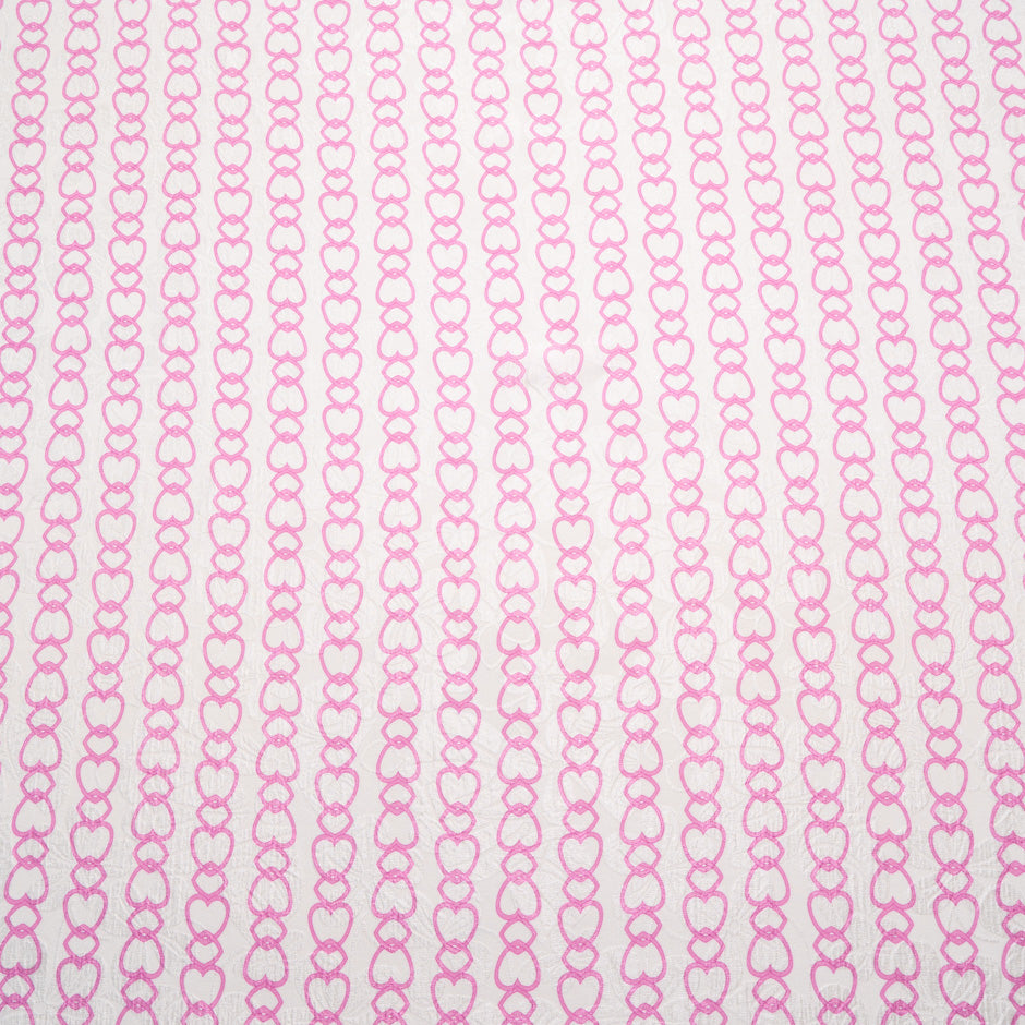 Candy Pink Heart Printed Silk Cloqué